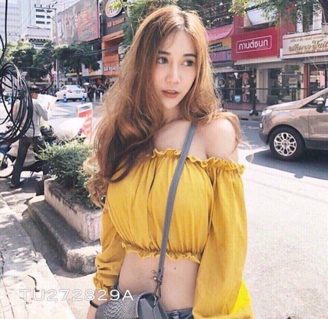 Áo trễ vai tay dài croptop bèo
