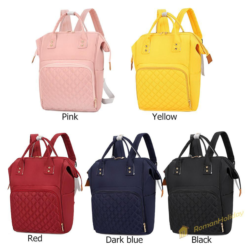 【On Sale】Pure Color Mommy Travel Backpacks Big Nylon Maternity Nappy Top-handle Bags