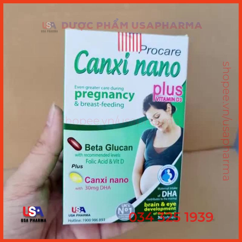 Procare Canxi nano pregnancy giúp bổ sung canxi cho phụ nữ chuẩn bị mang thai, có thai và cho con bú - Hộp 30 viên