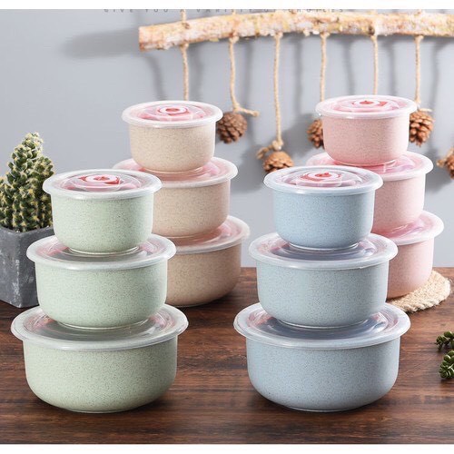 SET 3 BÁT LÚA MẠCH CÓ NẮP HÚT CHÂN KHÔNG