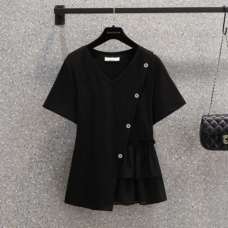 Áo Thun Tay Ngắn Cổ Chữ V Plus Size 45-120KG C9468