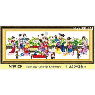 tranh thêu chữ thập 12 nàng tiên kt 200x85cm