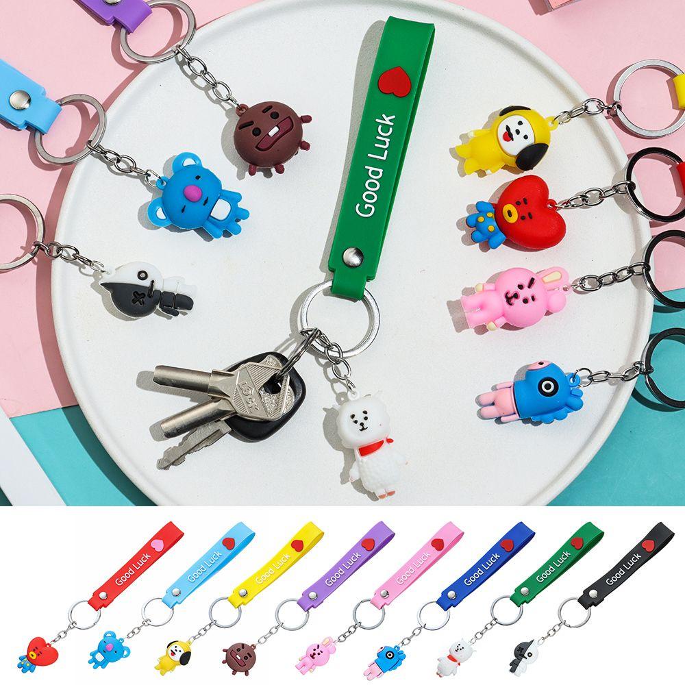 Móc Chìa Khóa Silicon Đa Năng Họa Tiết Hoạt Hình BTS Màu Cầu Vồng Phong Cách Hàn