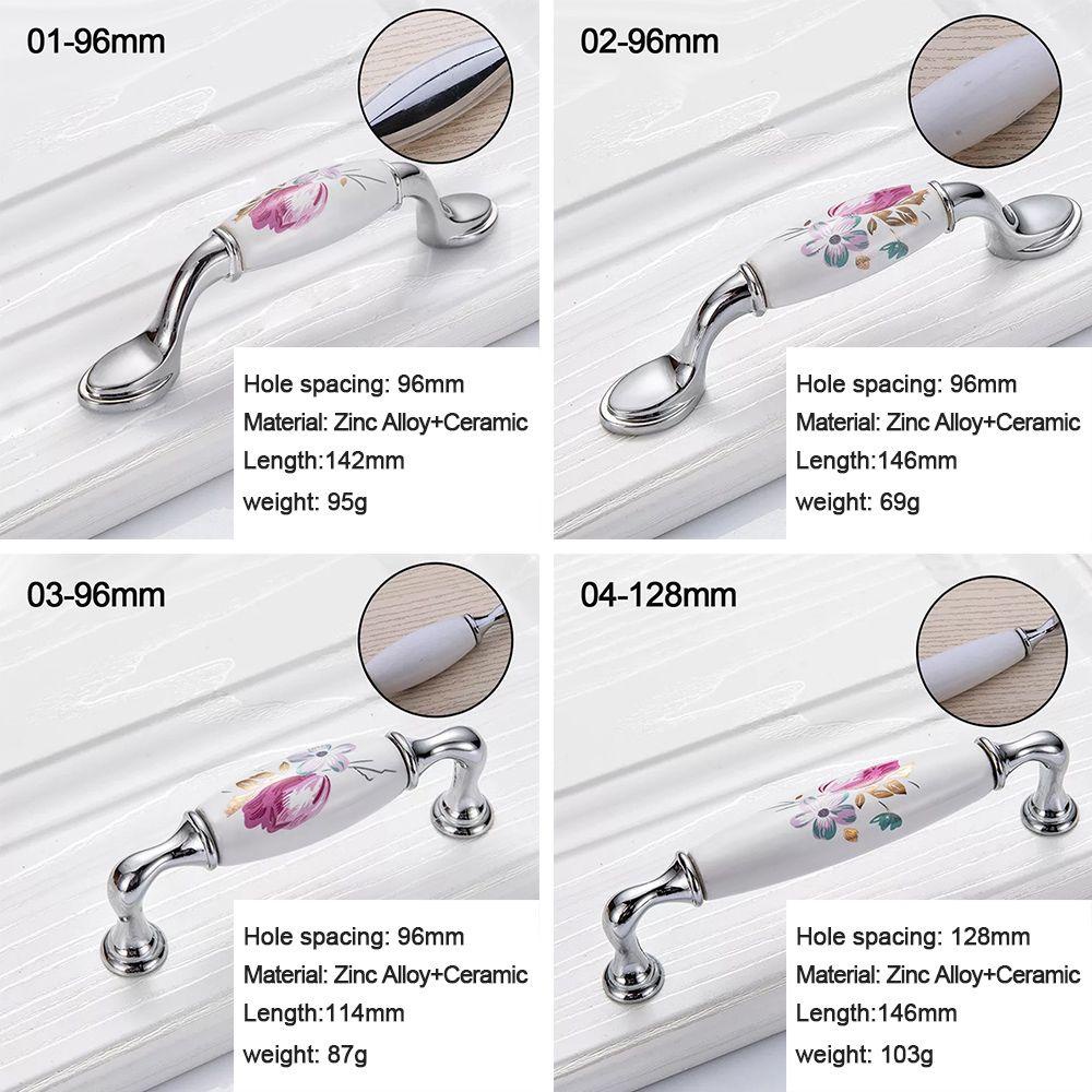 KUNHEV Tay Nắm Cửa Bằng Gốm Sứ Hình Hoa Mẫu Đơn Phong Cách Vintage