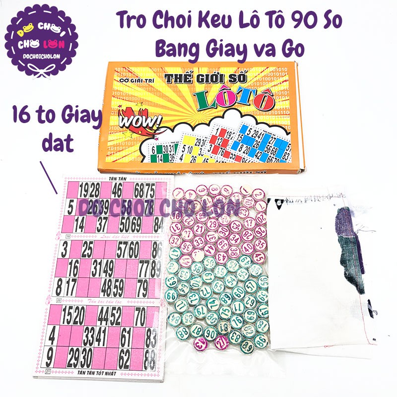 Trò chơi kêu Lô Tô 90 số THẾ GIỚI SỐ bằng giấy và gỗ trò loto - Cờ Lô Tô SỐ ÉP