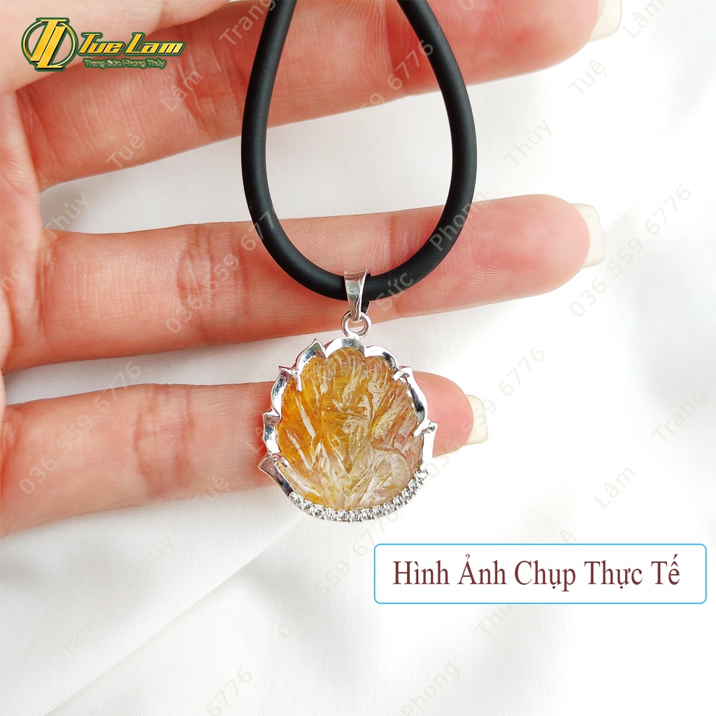 Mặt dây chuyền hồ ly chúa màu tóc vàng dáng tròn bọc bạc trợ duyên hợp mệnh kim thổ - Tuệ Lâm