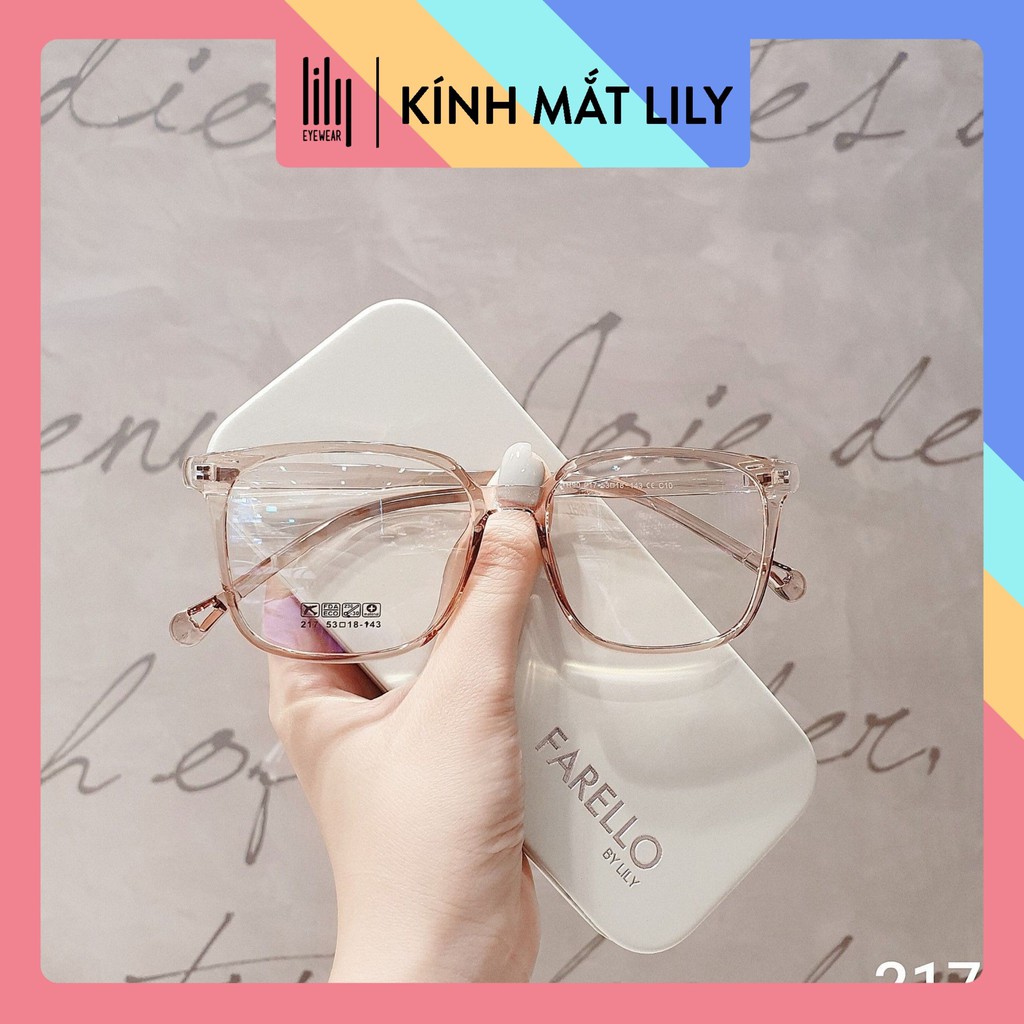 Gọng kính mắt nam nữ Lilyeyewear nhựa dẻo mắt vuông to đeo đi đường chống bụi 217