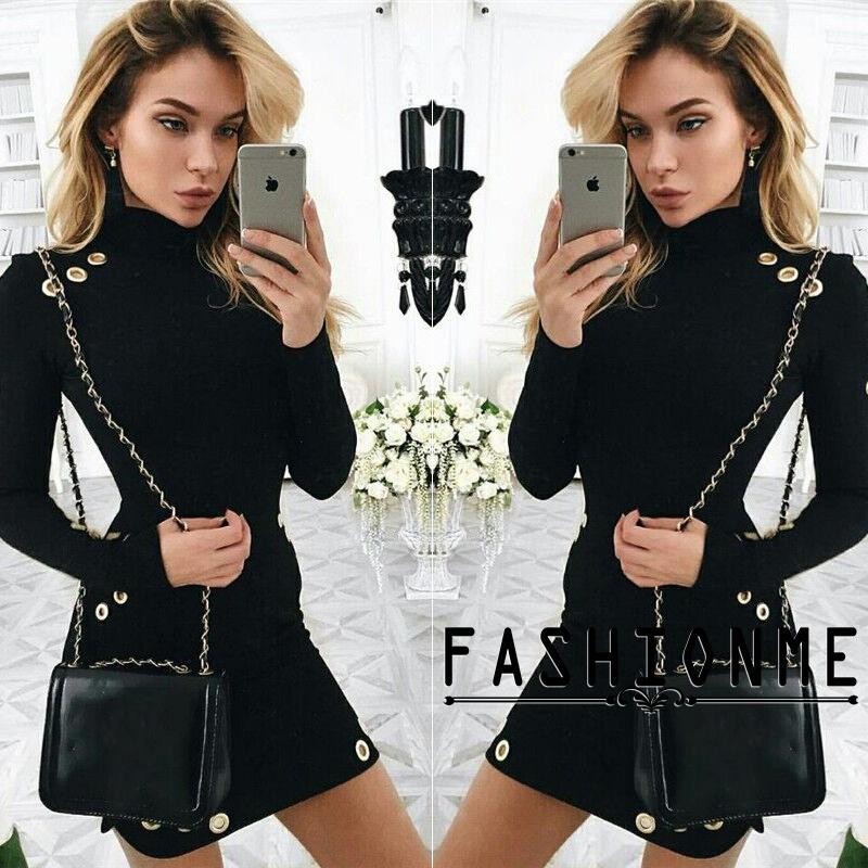 ღ𝓂ℰWomen Lady Fashion Turtle Neck Party Club Cocktail Tight Sweater Tops Bodycon Mini Dress
