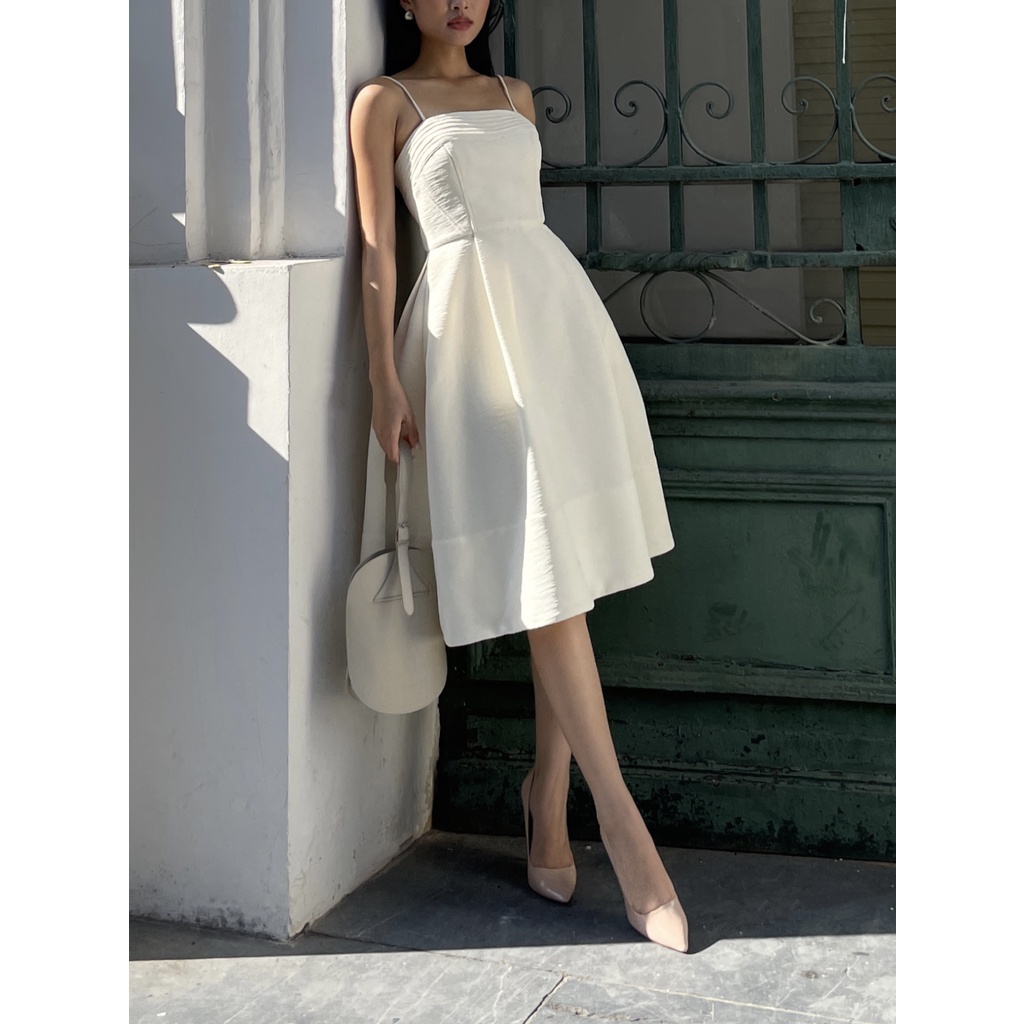 Váy 2 dây xếp ly phồng hông HUONG BOUTIQUE HBV1215