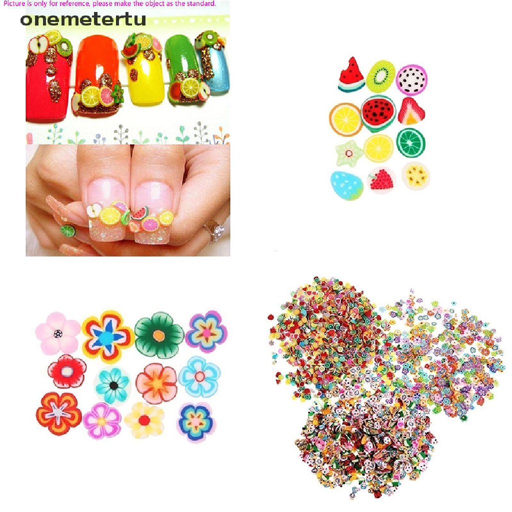 [Hàng mới về] Set 1000 miếng dán trang trí móng tay nghệ thuật DIY lát động vật trái cây 3D đất sét