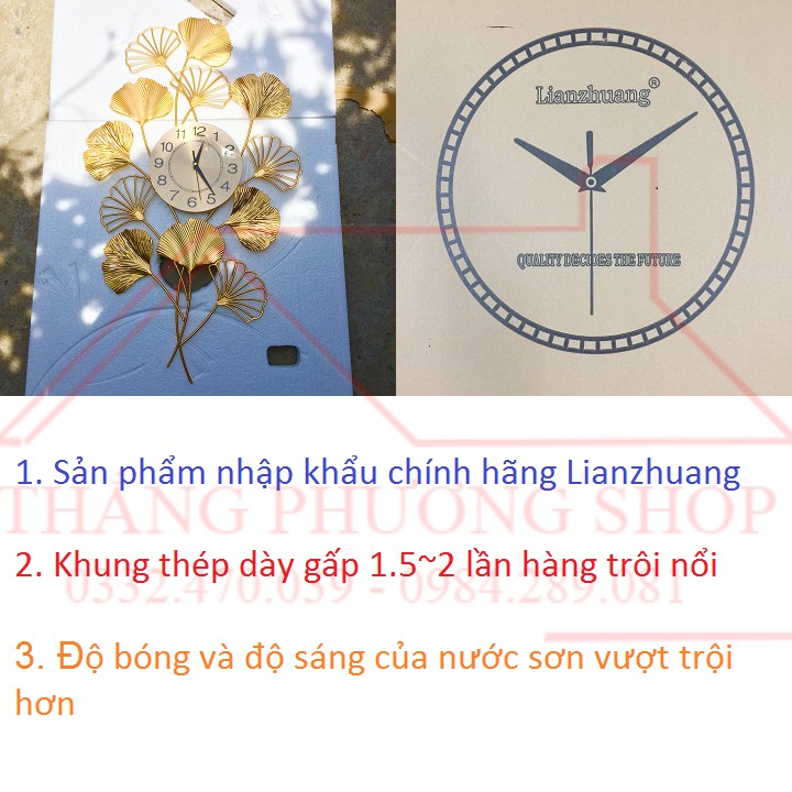 Đồng Hồ Treo Tường Sen Vàng Chính Hãng Lianzhuang TP-051Y (Tặng Máy Đồng Hồ Thay Thế)