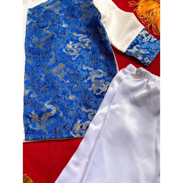 Bộ áo dài bé trai có kèm quần, vấn đầu xịn ảnh thật