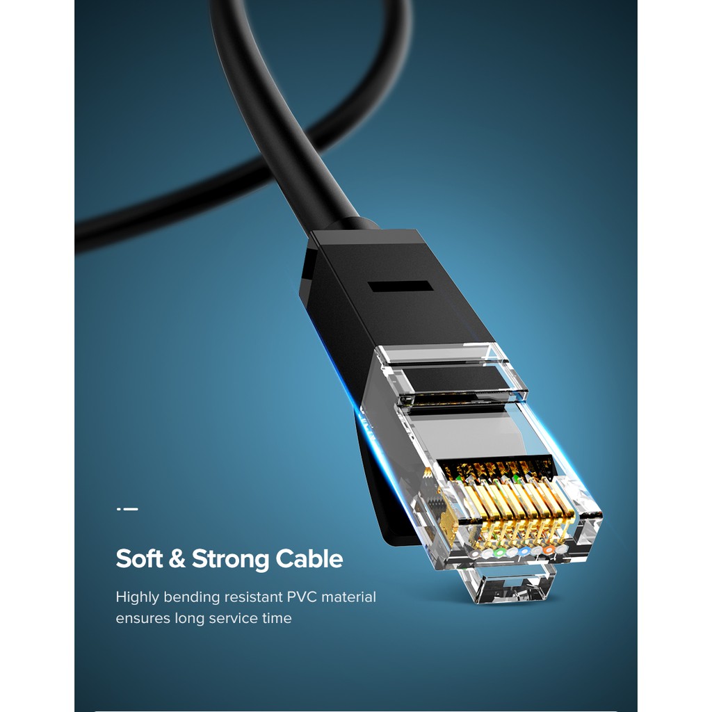 Cáp mạng Cat6 đúc sẵn 2 đầu aluminum dạng dẹt và tròn UGREEN NW102