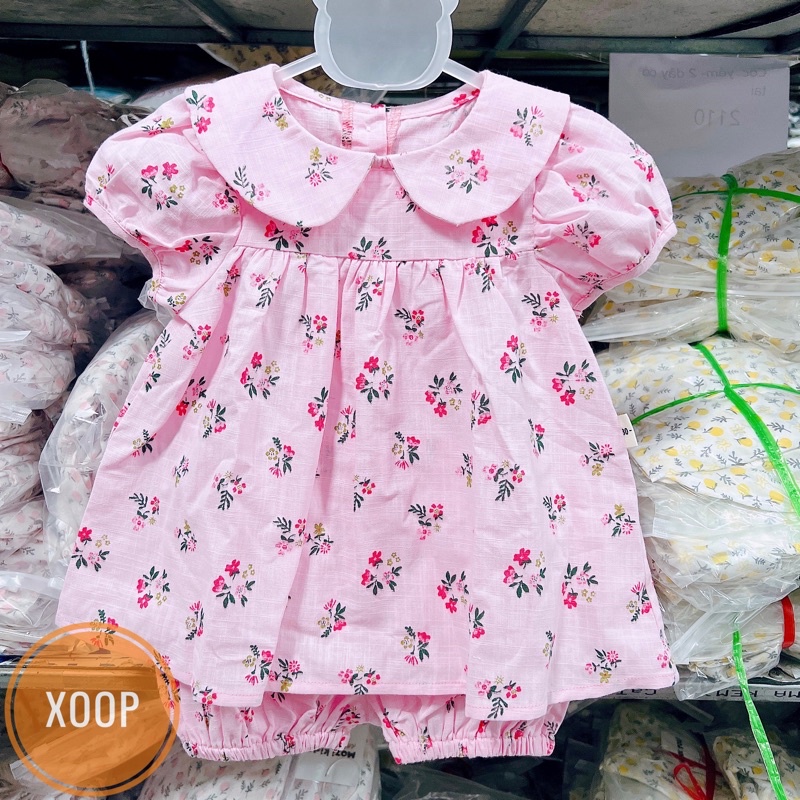 Bộ cộc tay hoa nhí cổ sen chất thô xước xịn đẹp bé gái (8-17kg) (SP002129 ) shop phúc yến