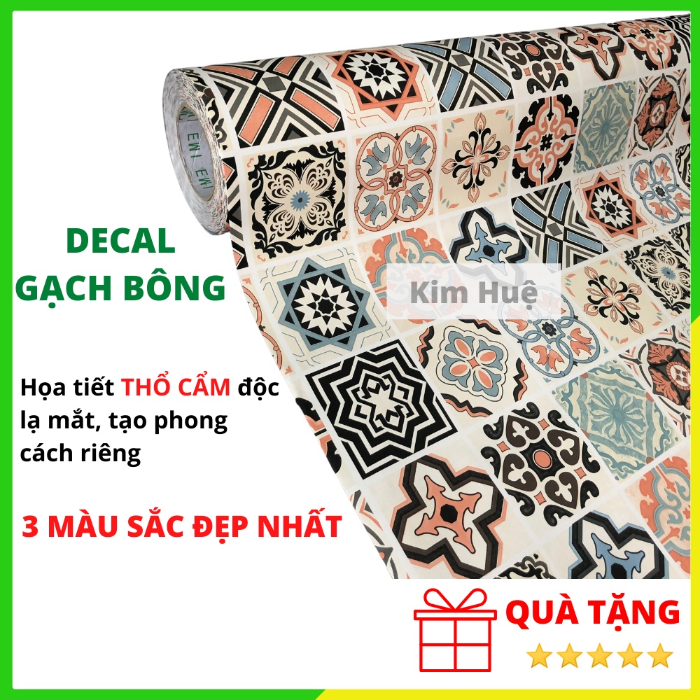 Decal gạch bông giấy dán tường dán kính có keo bóc dán