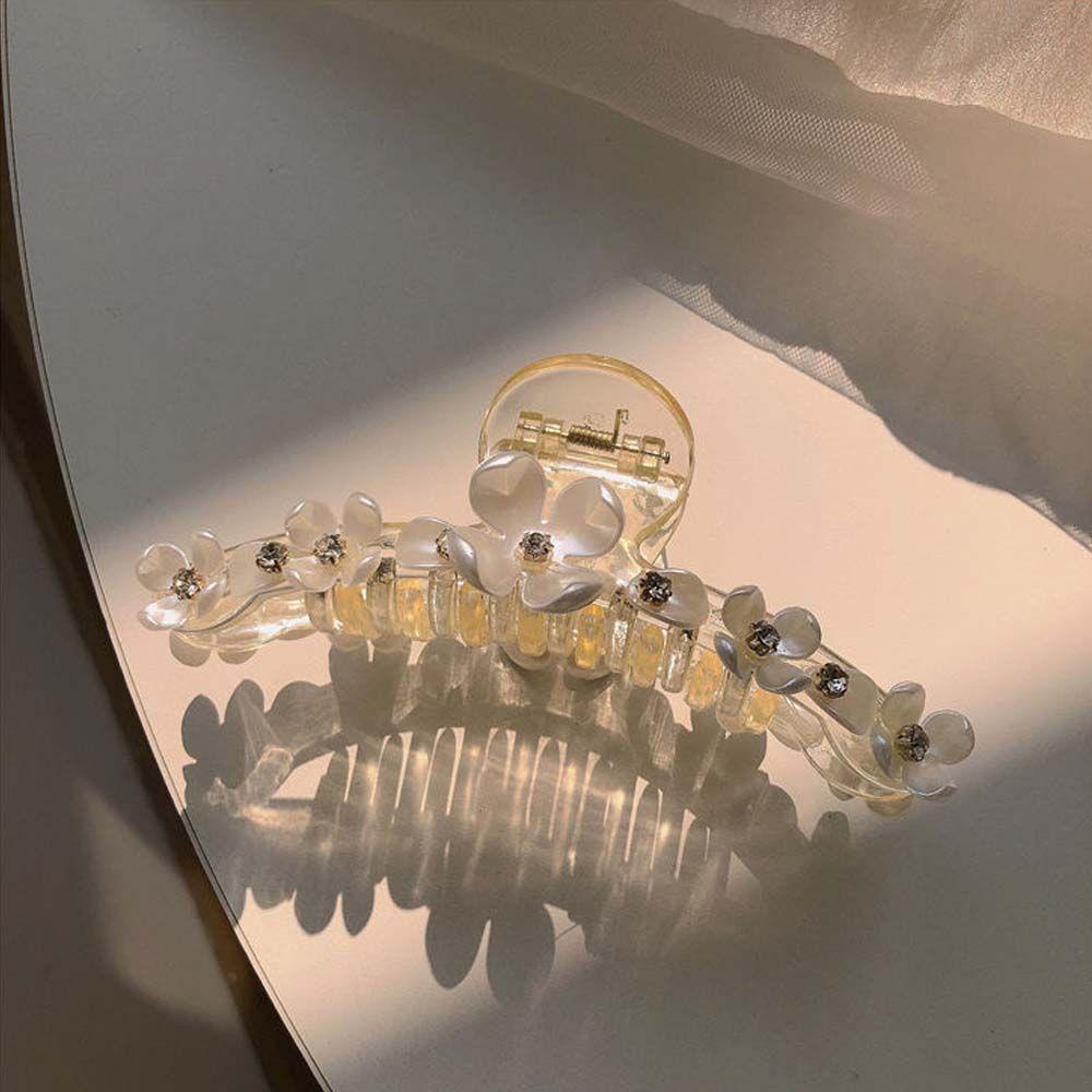 IVORY Kẹp Tóc Hình Vỏ Sò Đính Đá Thiết Kế Đơn Giản Dễ Phối Đồ Cho Nữ