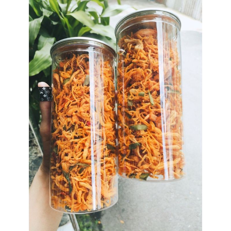 Khô gà lá chanh hũ 300gr loại ngon- Happy Food đồ ăn vặt ngon