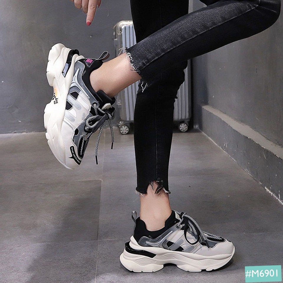 Giày Thể Thao Sneaker Nam Nữ Cặp Đôi Cao 6cm MINSU M6901 Hàn Quốc Độn Đế Tăng Chiều Cao Đi Chơi, Đi Học | BigBuy360 - bigbuy360.vn