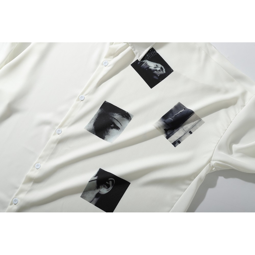 Áo sơ mi nam tay dài họa tiết đường phố cá tính