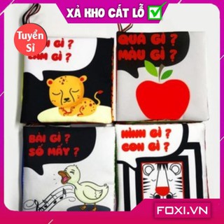 [SALE SẬP SÀN] ComBo 4 Sách Vải Song ngữ Giáo dục mầm non giúp bé Kích thích thị giác