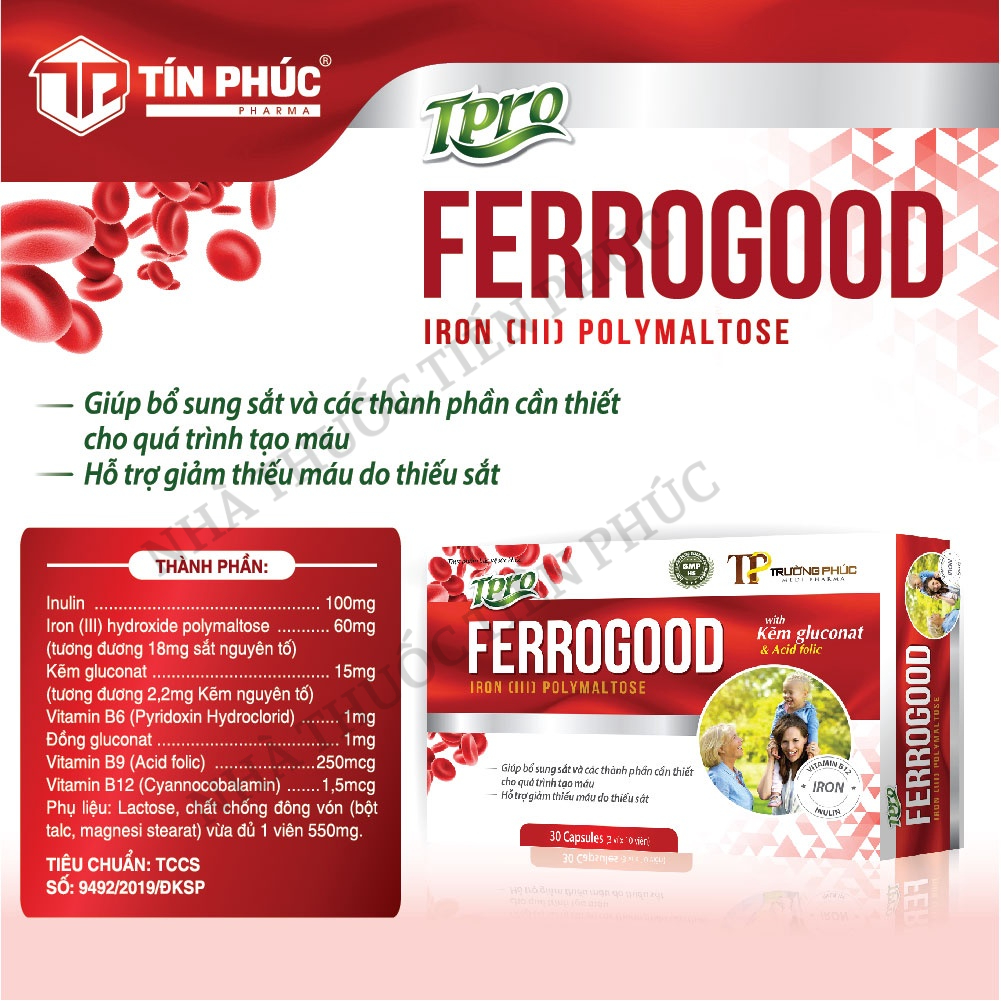 Viên uống bổ sung sắt FERROGOOD bổ máu, cải thiện tình trạng thiếu máu - Hộp 30 viên