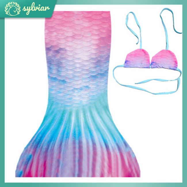 Bộ Đồ Bơi Đuôi Nàng Tiên Cá Dễ Thương Cho Bé Gái Từ 3-14 Tuổi