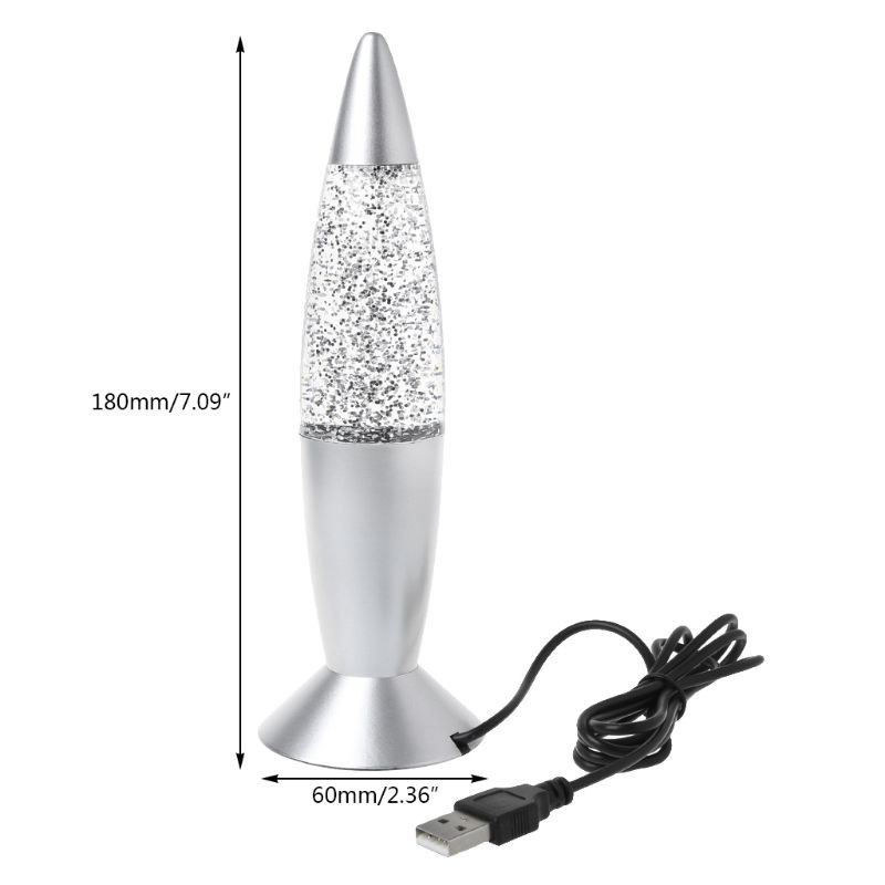 SPMH 3D Rocket Multi Color Changing Lava Lamp RGB LED Glitter Night Light Gift