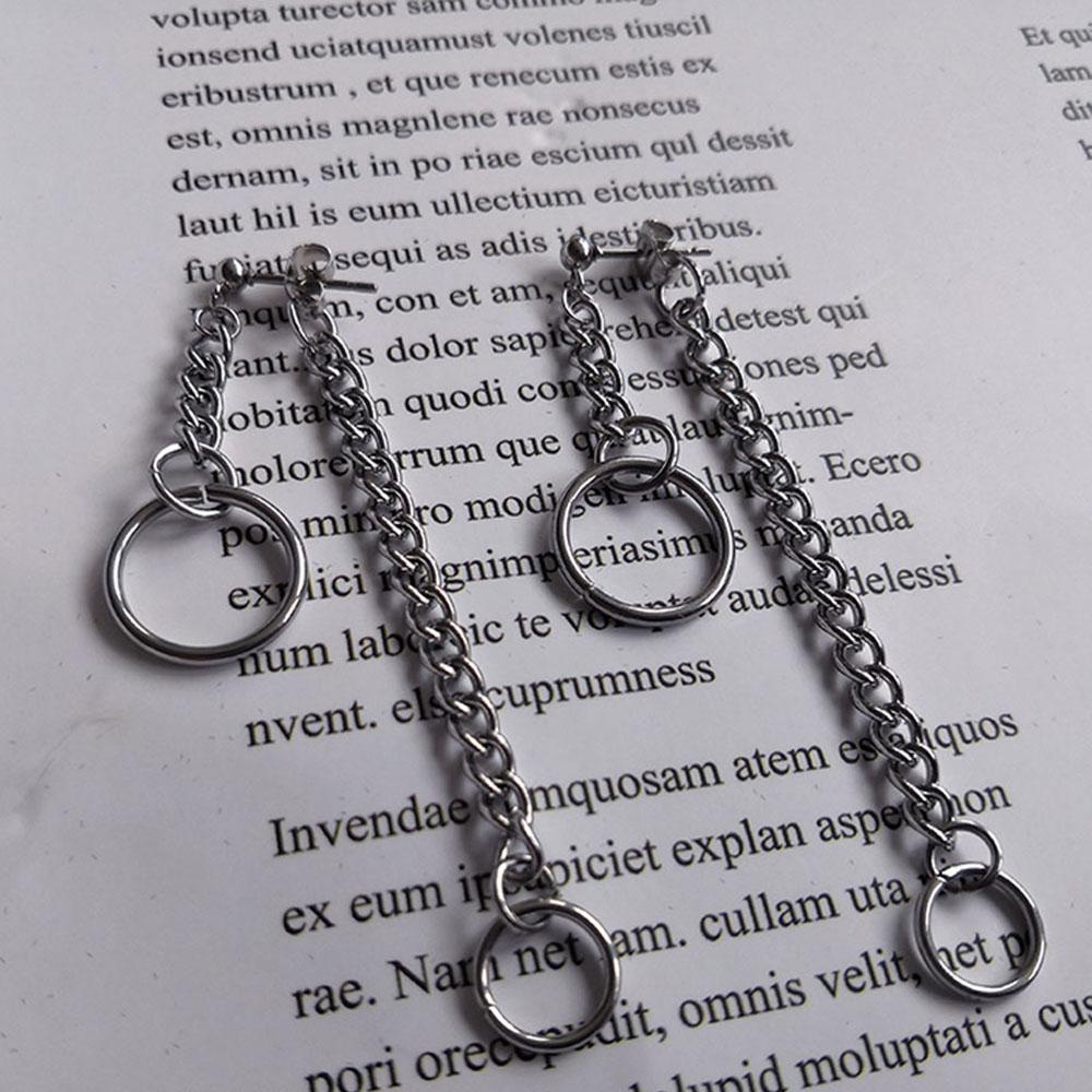 Bông Tai Dây Xích Dài Không Đối Xứng Phong Cách Đường Phố Cho Nữ