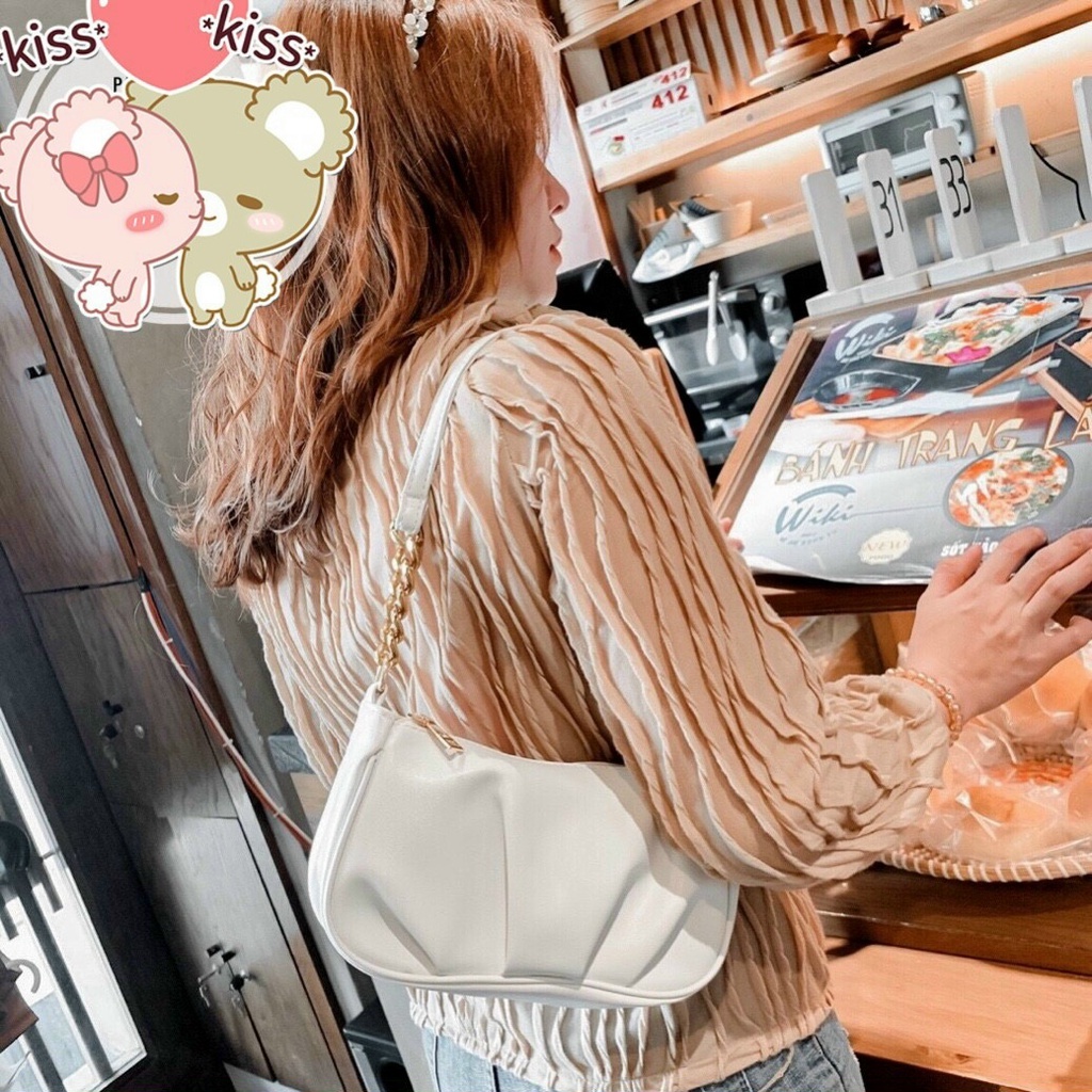 Túi da đeo chéo màu trơn/ Ví ngắn thời trang cho nữ