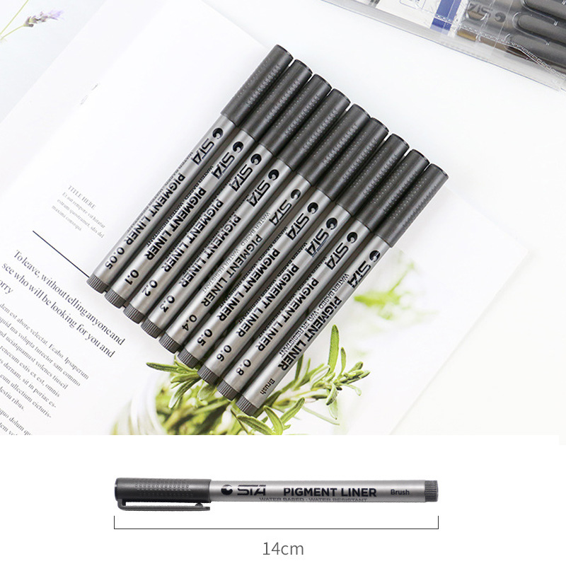 1-Piece Pigment Liner Pigma Micron Ink Marker Pen 0.05 0.1 0.2 0.3 0.4 0.5 0.6 0.8 Different Tip Black Fineliner Sketching Pens