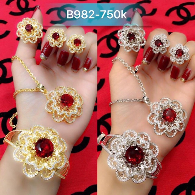Bộ trang sức xi vàng và bạch kim b982