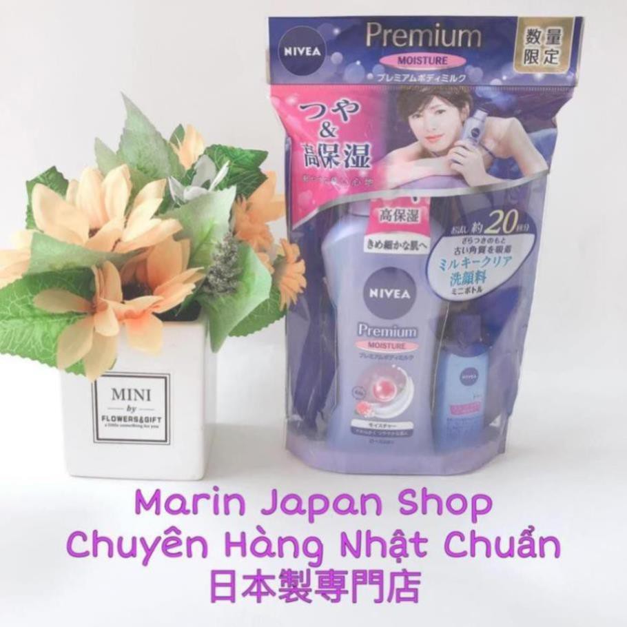 (SALE 350k -->> 265k ) Sữa dưỡng thể cấp ẩm, dưỡng trắng da Premium Moisture Body Milk Nivea Nhật Bản