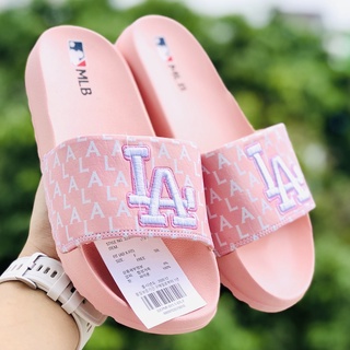 Dép unisex 𝐌𝐋𝐁 LA ❤️FREESHIP + Hộp❤️ dép mlb bóng chày quai ngang thể thao nữ THÊU chữ nổi hottrent