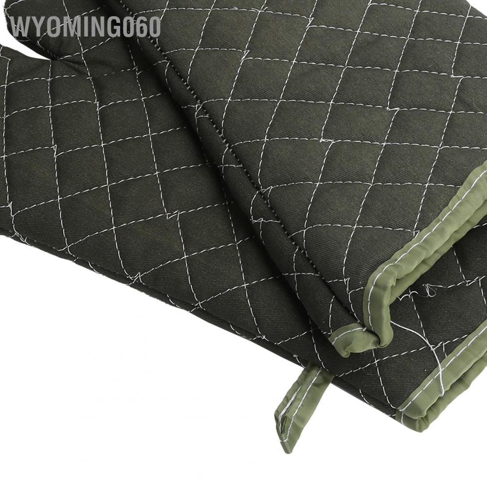 [Hàng Sẵn] Găng tay cách nhiệt Màu xanh lá cây Bông dày chịu nhiệt Phụ kiện nhà bếp 【Wyoming060】