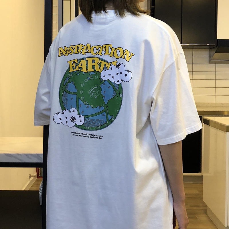 [ PINK ] Áo thun phông tay lỡ form rộng EARTH Unisex