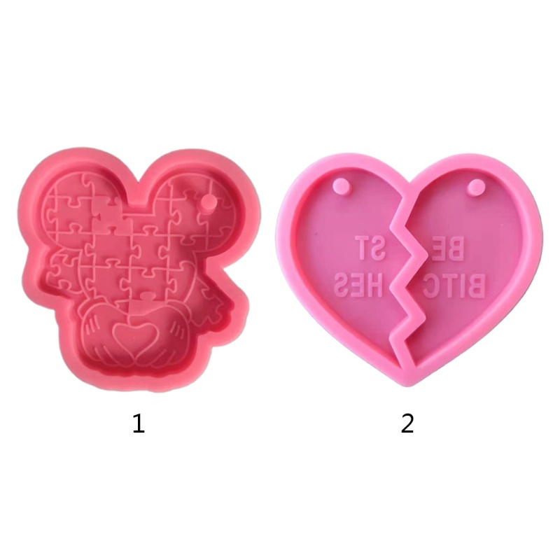 Khuôn Silicone Làm Móc Khóa Nhựa Resin Hình Trái Tim