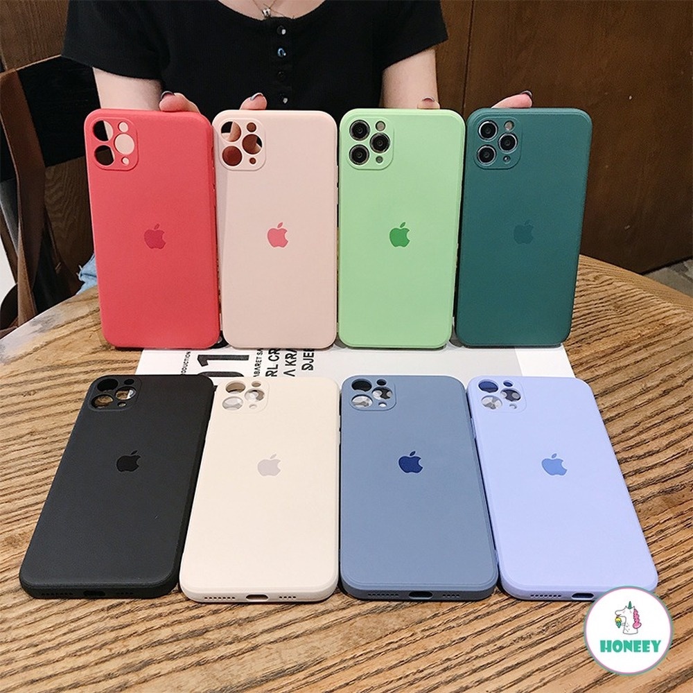 Ốp điện Thoại Silicone Dẻo Dạng Vuông Màu Kẹo Ngọt Xinh Xắn Cho iPhone 12 Pro Max X XS Max 8 7 Plus SE 2020