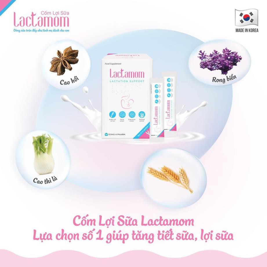 Cốm lợi sữa Lactamom |Hỗ trợ tăng tiết sữa và lợi sữa ngay sau khi sinh và trong suốt thời gian cho con bú (Hộp 24 gói)