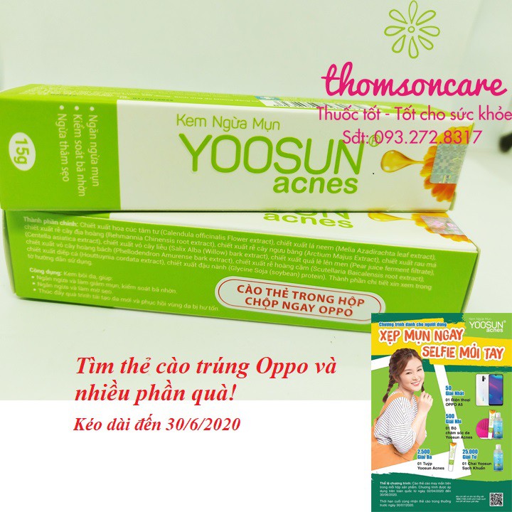 Kem ngăn ngừa mụn Yoosun Acnes - Tuýp 15g từ thảo dược, giúp da hết mụn, mờ sẹo, giảm thâm da