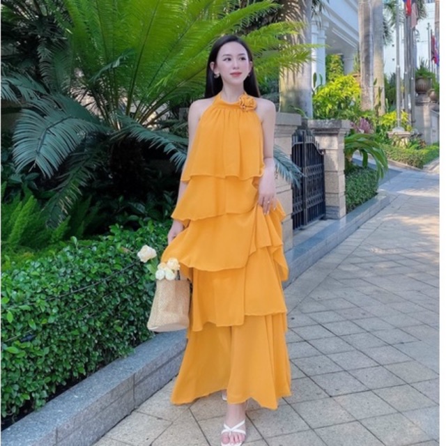 [Maxi] Đầm maxi voan tầng yếm hoa cổ - Maxi HQ | BigBuy360 - bigbuy360.vn