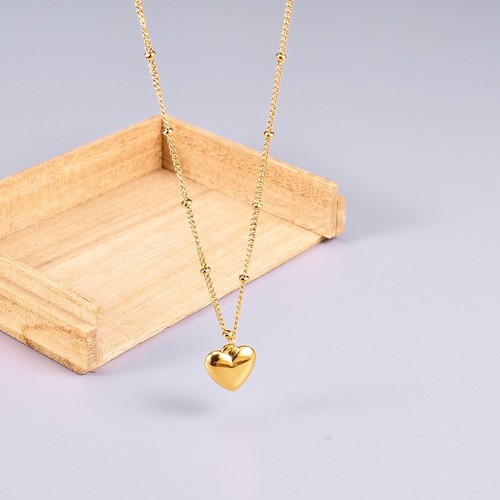 Dây Chuyền Bi Mặt Trái Tim Titan Ko Đen TT 3318