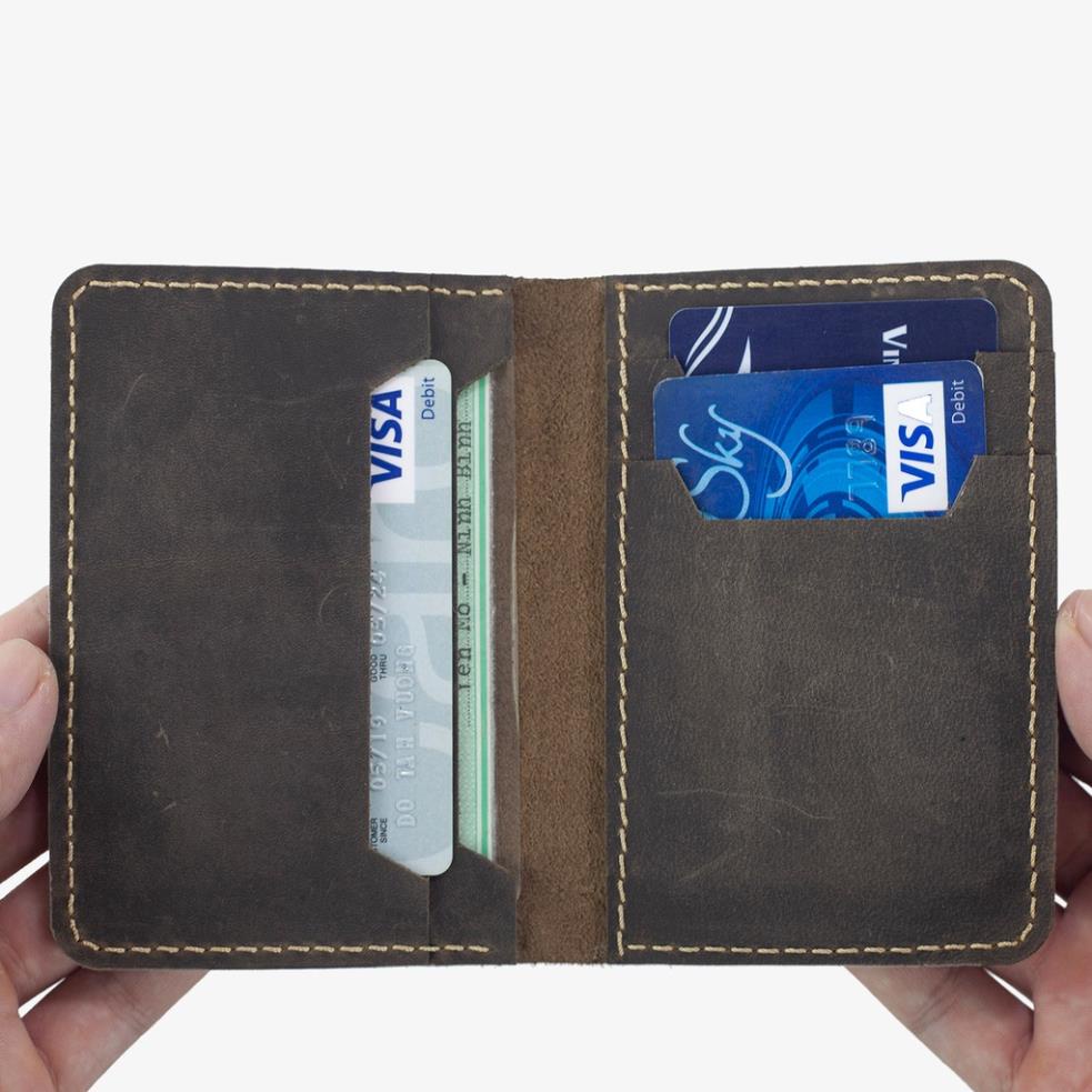 Ví đựng thẻ card holder Bụi Leather V117 da sáp ngựa điên cao cấp c