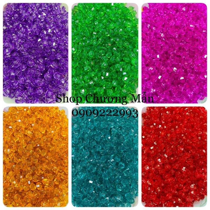 100G Chuỗi Hạt Pha Lê Nhựa 6-8-10-12mm Đủ Màu