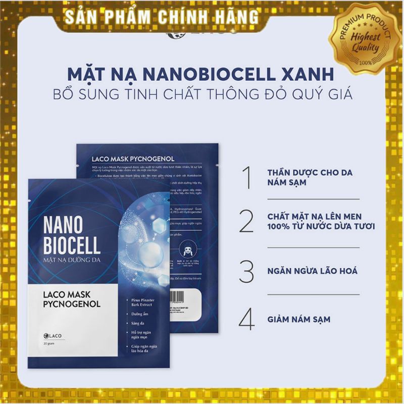 Combo 6 miếng mặt nạ sinh học Biocell Chính hãng Tăng sinh collagen, mờ nám, trắng sáng da, se khít lỗ chân lông.