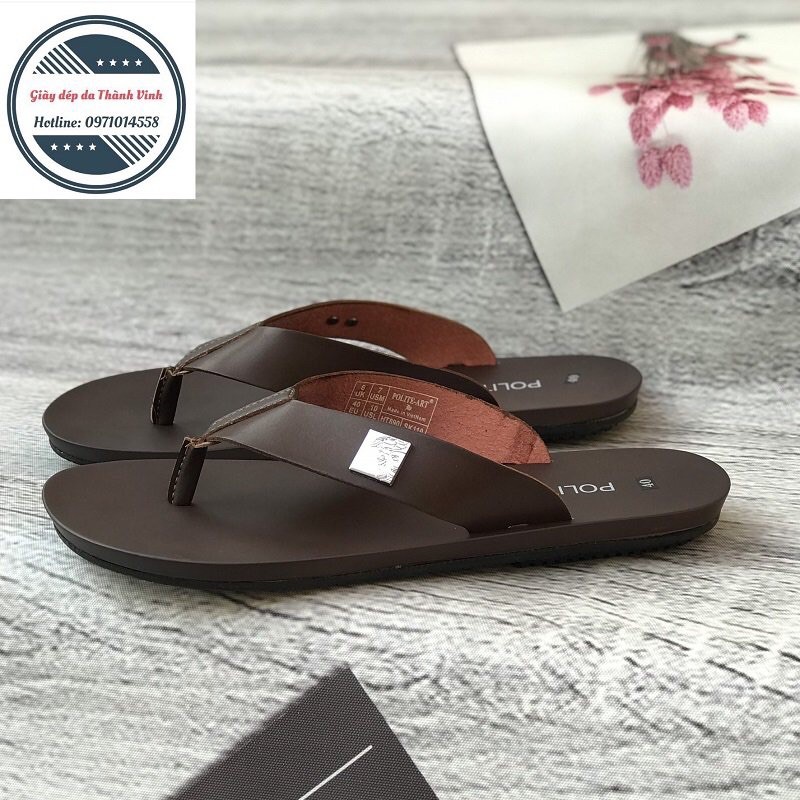 Dép da nam xỏ ngón⚡️Hai màu nâu và đen - Bảo hành 6 tháng -  Tông nam chất liệu da cao cấp