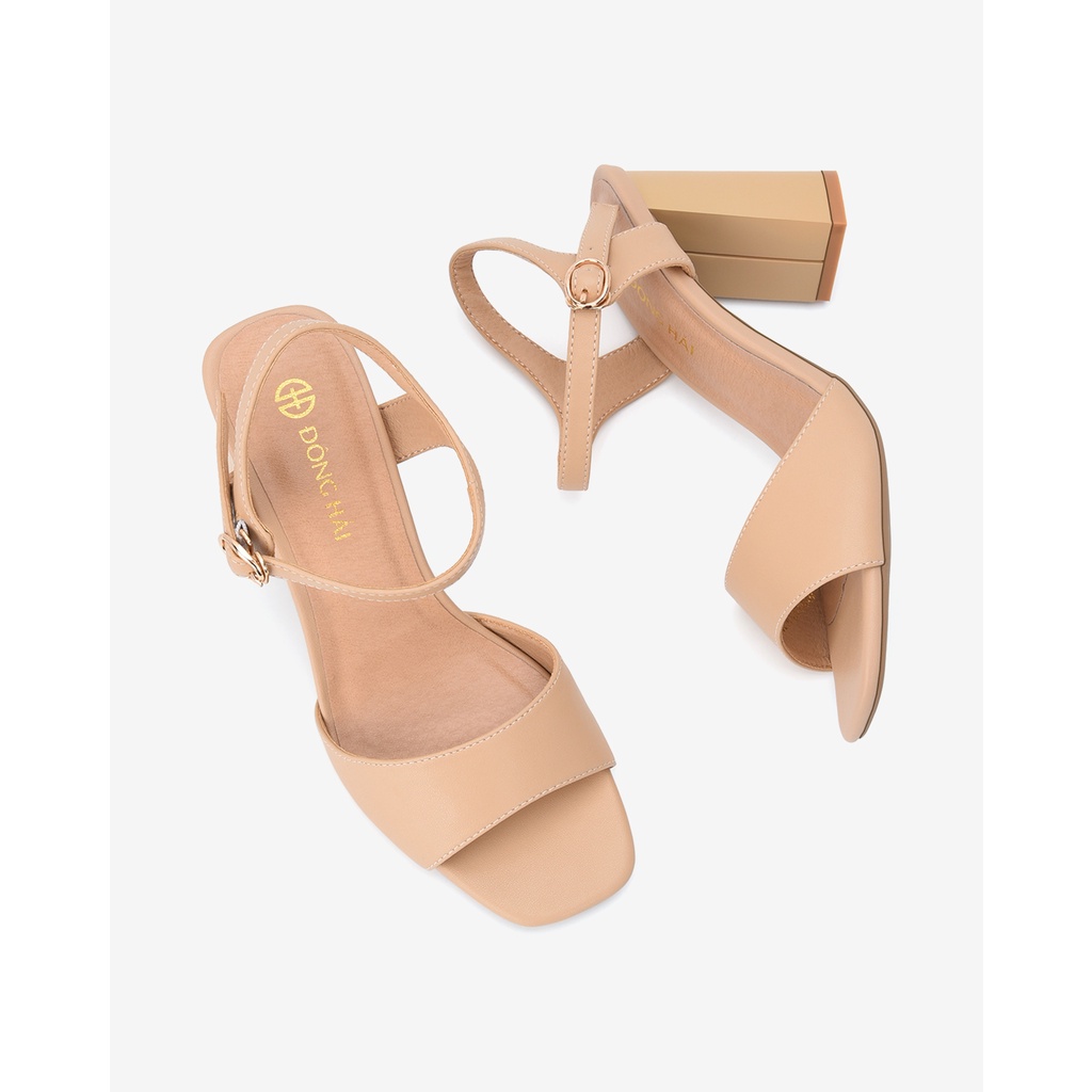 Giày sandal cao gót nữ Đông Hải mũi vuông thời thượng gót vuông vững chắc cao 7cm - S5805