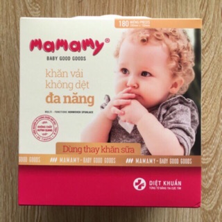 Khăn vải khô mamamy hộp rút 180 tờ ( mẫu mới )