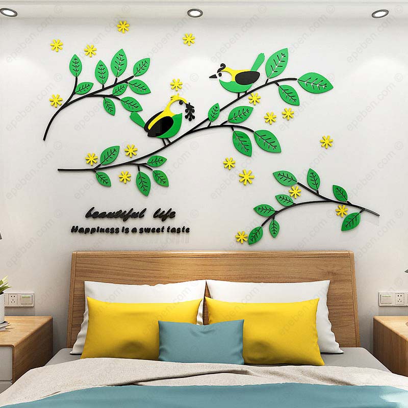 Tranh dán tường mica 3d decor khổ lớn cuộc sống tươi đẹp trang trí phòng khách, phòng ngủ Nhiều Size - EPeBen