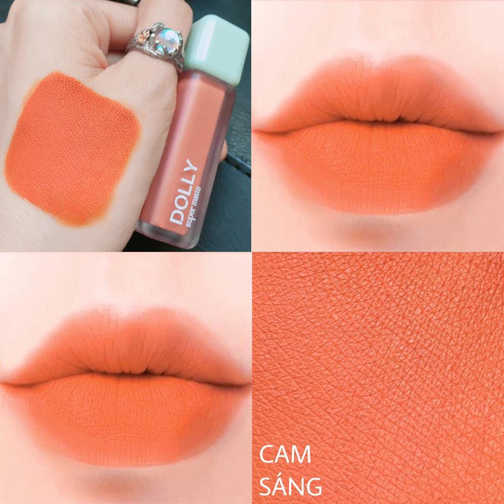 Son Kem Lì Dolly Super Matte Không Chì Màu Cam Sáng Tách Sét