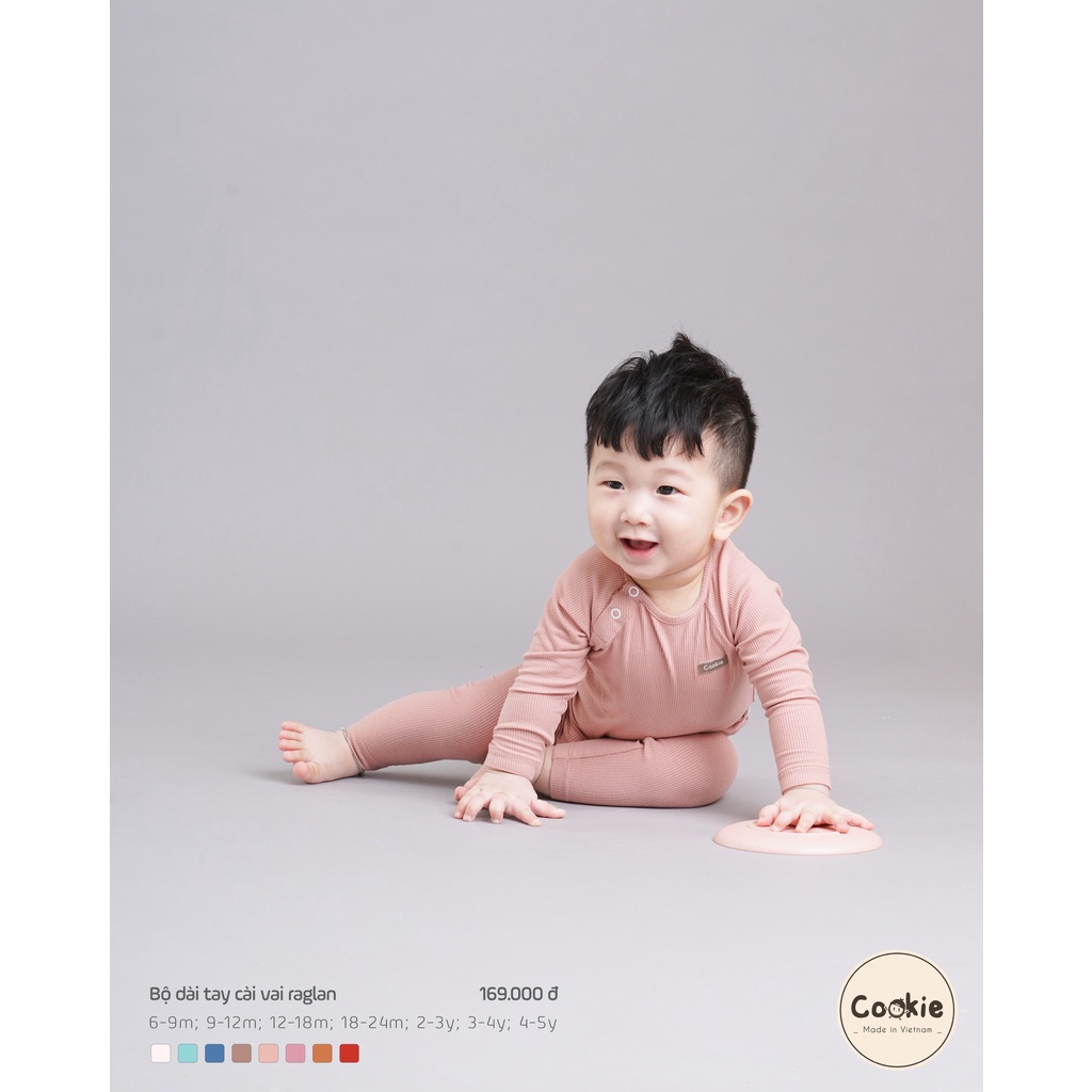COOKIE- Bộ dài tay cài vai raglan Cookie cho bé